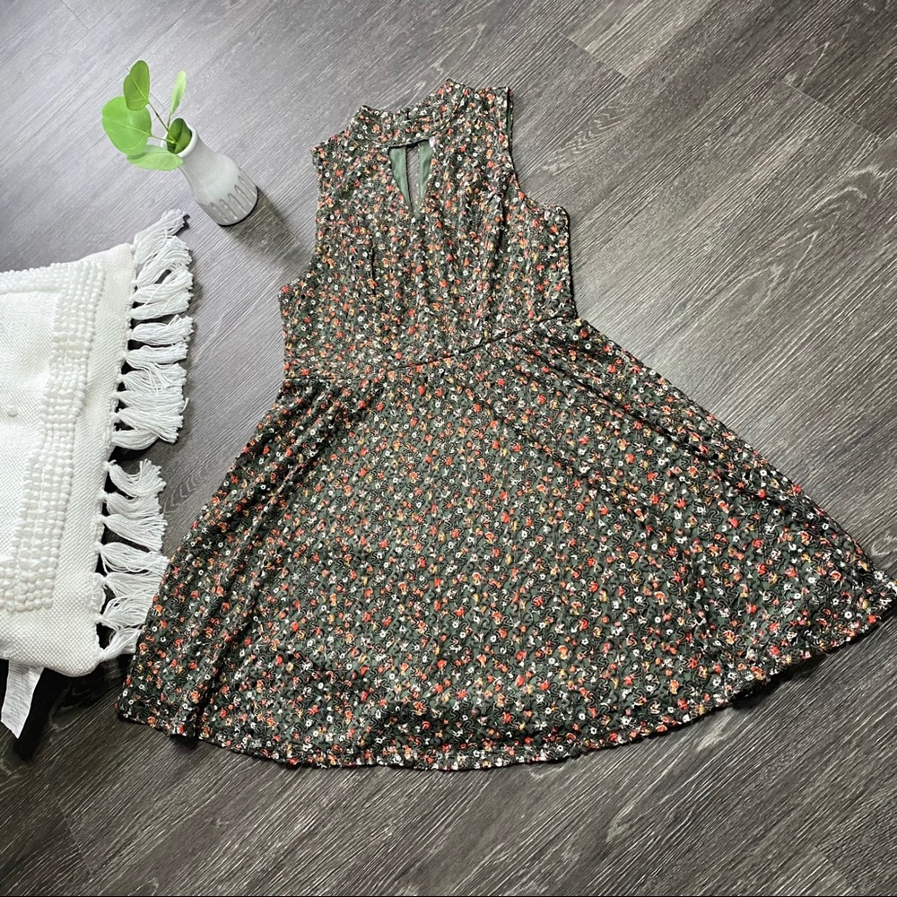 Green Floral Skater Dress Xhilaration Large